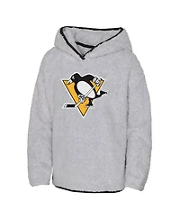 Big Girls Heather Gray Pittsburgh Penguins Ultimate Teddy Fleece Pullover Hoodie