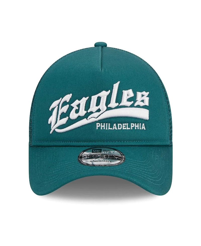Men's New Era Midnight Green Philadelphia Eagles Caliber Trucker 9FORTY Adjustable Hat