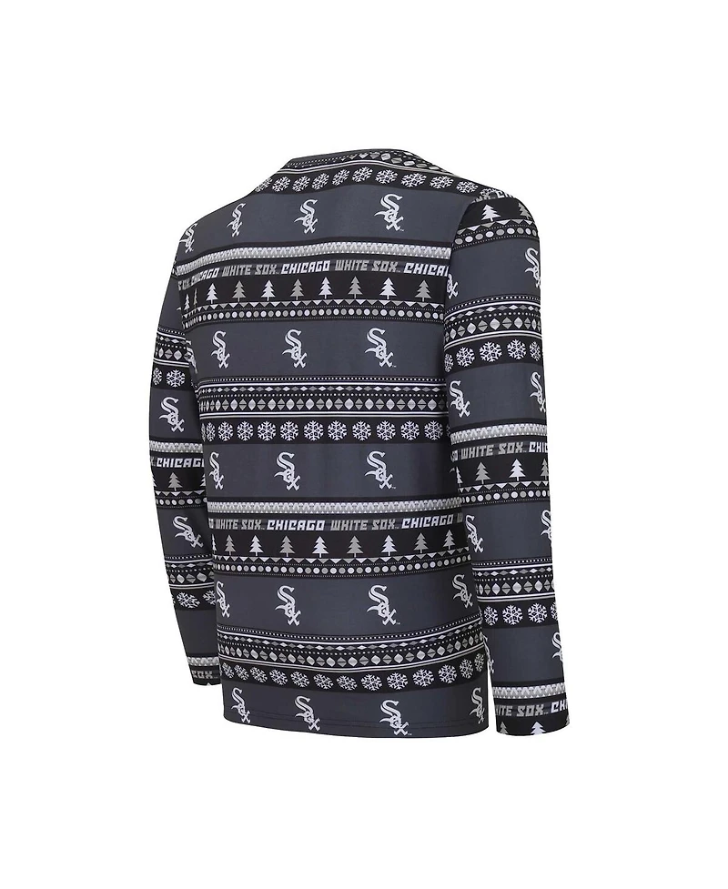 Men's Concepts Sport Black Chicago White Sox Knit Ugly Sweater Long Sleeve Top and Pants Set