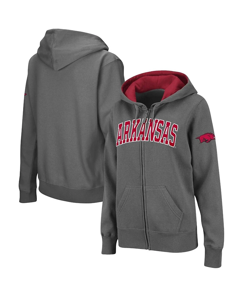 Women's Colosseum Arkansas Razorbacks Arched Name Full-Zip Hoodie