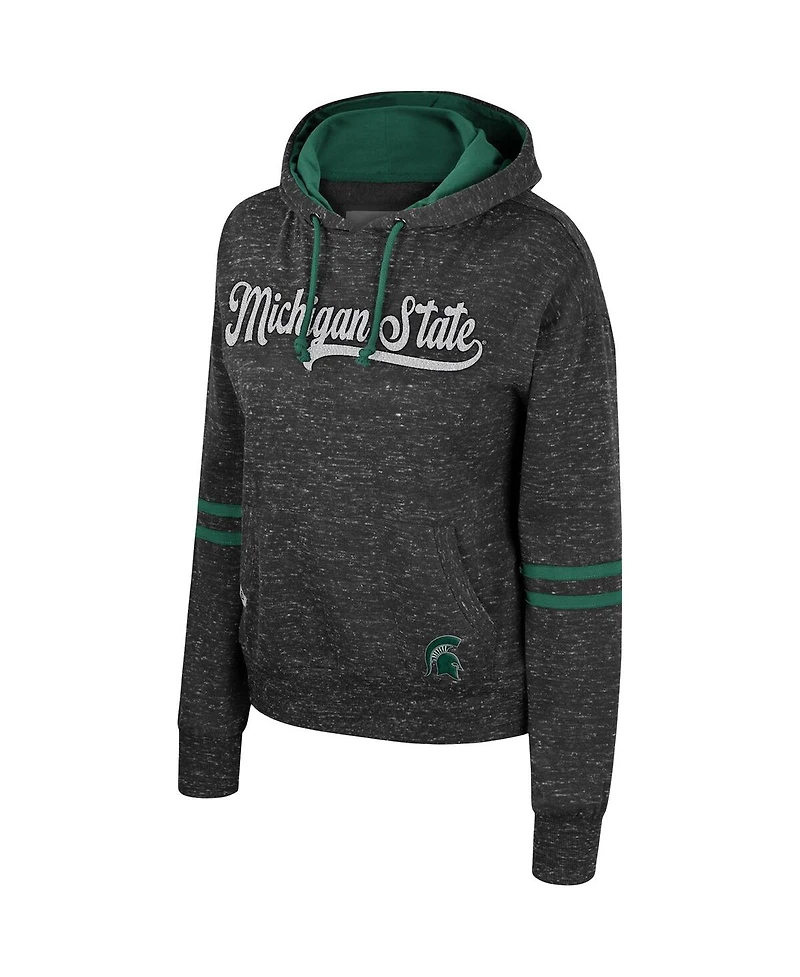 Women's Colosseum Charcoal Michigan State Spartans Catherine Speckle Pullover Hoodie