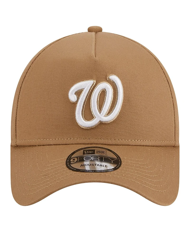 Men's New Era Khaki Washington Nationals A-Frame 9FORTY Adjustable Hat