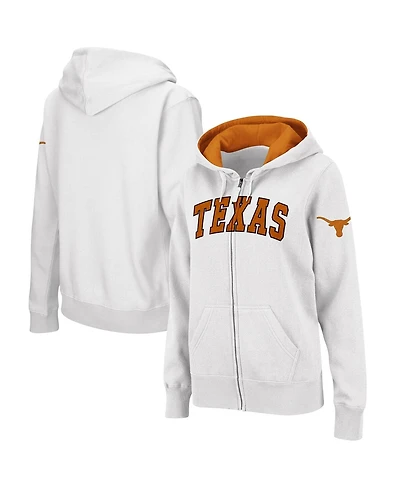 Women's Colosseum White Texas Longhorns Arched Name Full-Zip Hoodie