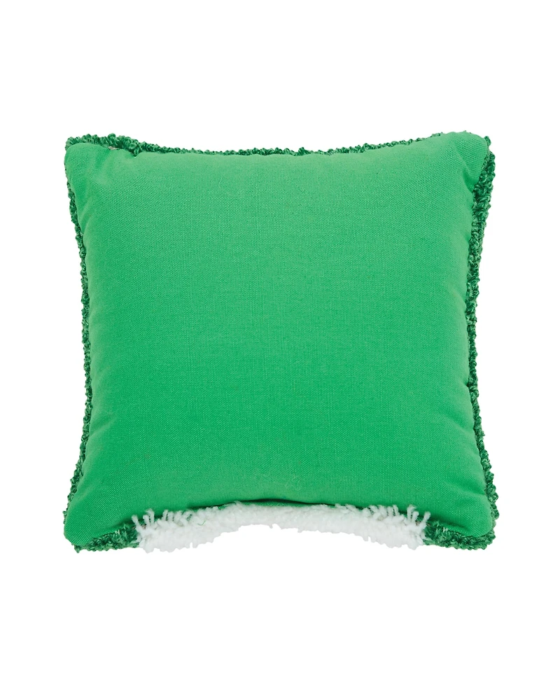 C&F Home 8" x 8" Christmas Peek-a-Boo Santa on Green Background Petite Accent Hooked Throw Pillow