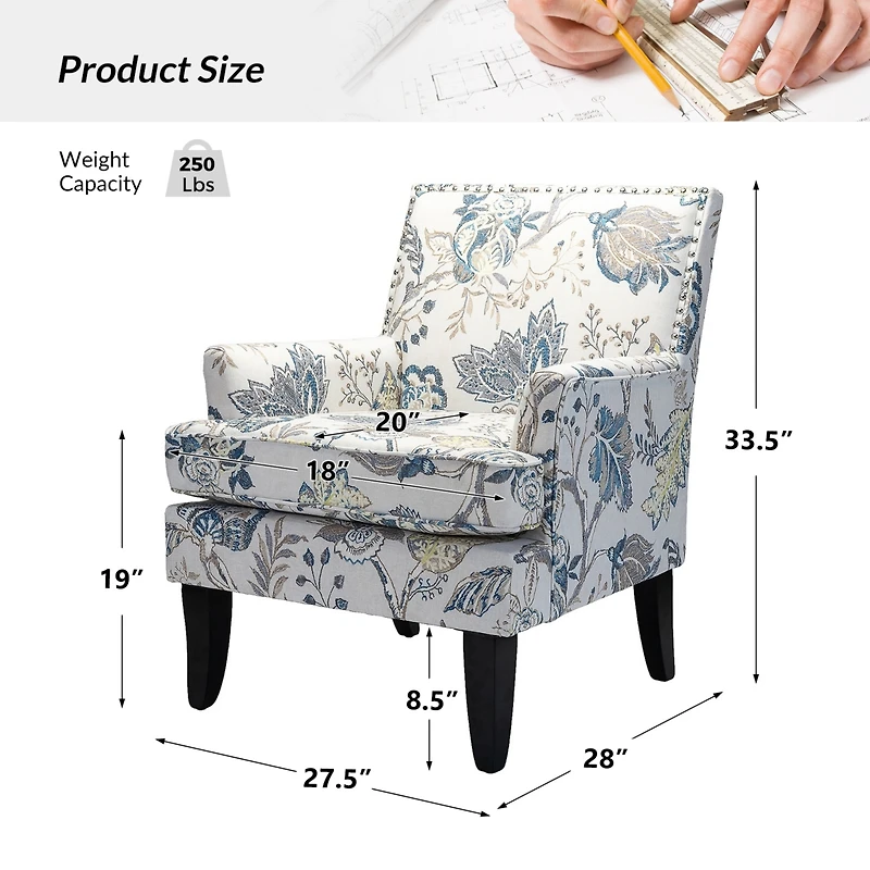 Herrera Classic Upholstered Armchair with Nail Head Trim