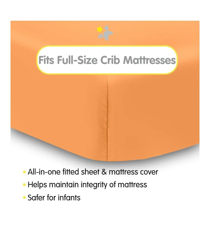 BreathableBaby All-in-One Fitted Sheet & Waterproof Cover for 52" x 28" Crib Mattress (2-Pack)