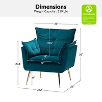 Velvet Accent Chair with Gold Legs for Living Room Bedroom