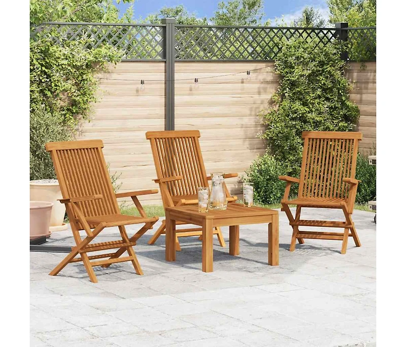 Folding Patio Chairs Set of 4 for Garden & Outdoor Teak Wood