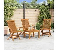 Folding Patio Chairs Set of 4 for Garden & Outdoor Teak Wood