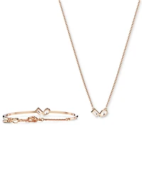 Swarovski Rose Gold-Tone Mesmera Mixed Cuts Bangle Bracelet & Pendant Necklace Set, 15" + 2-3/4" extender