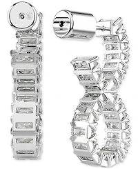 Swarovski Rhodium-Plated Baguette Crystal Infinity Drop Earrings