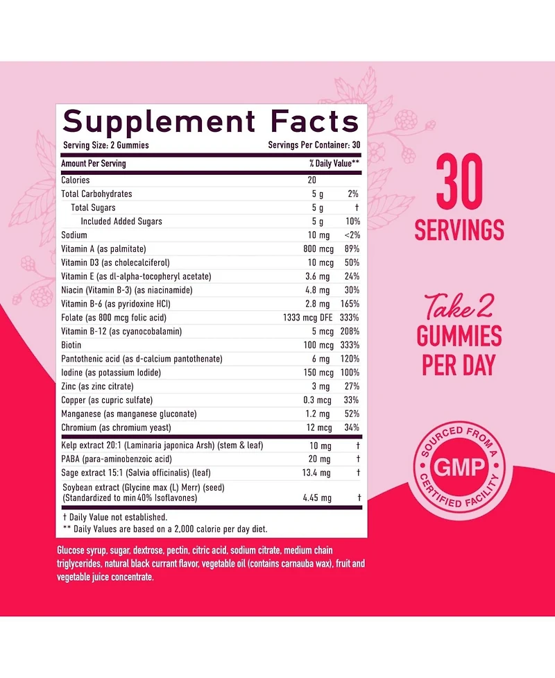 SMNutrition Menopause Support Gummies | Hormone Balance Relief for Hot Flashes, Night Sweats, Mood Swings, & Bloating | with Phytoestrogen Soy Extract