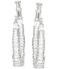 Swarovski Rhodium-Plated Baguette Crystal Infinity Drop Earrings