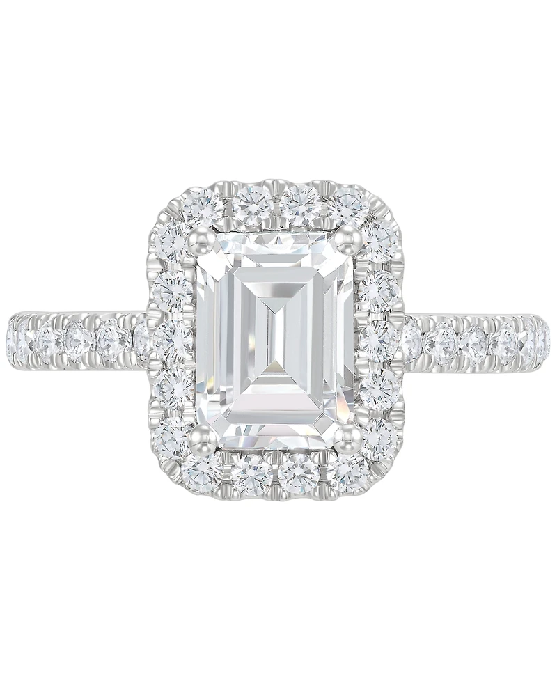 Grown With Love Igi Certified Lab Grown Diamond Emerald Halo Engagement Ring (2-3/4 ct. t.w.) in 14k White Gold
