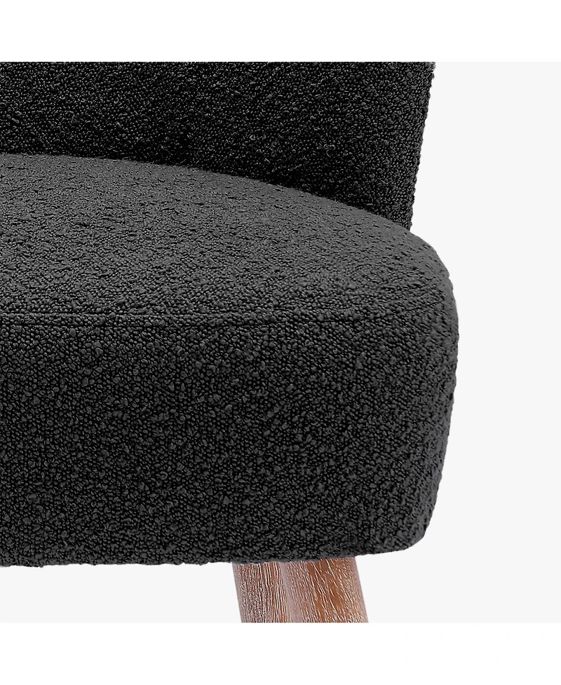 4 Piece Upholstered Boucle Accent Chair and Ottoman Sets