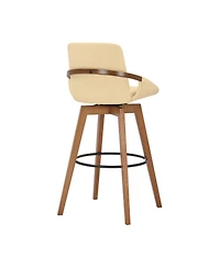 Baylor Swivel Wood Bar or Counter Stool Faux Leather