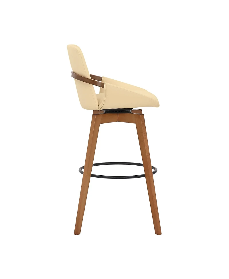 Baylor Swivel Wood Bar or Counter Stool Faux Leather