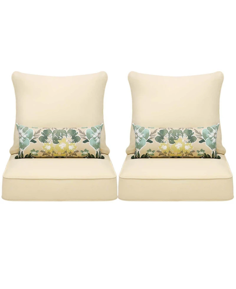 Aoodor 24.4" x 24.4"x5.1" Patio Furniture Outdoor Deep Seat Cushion(2 pieces