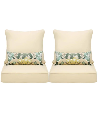 Aoodor 24.4" x 24.4"x5.1" Patio Furniture Outdoor Deep Seat Cushion(2 pieces