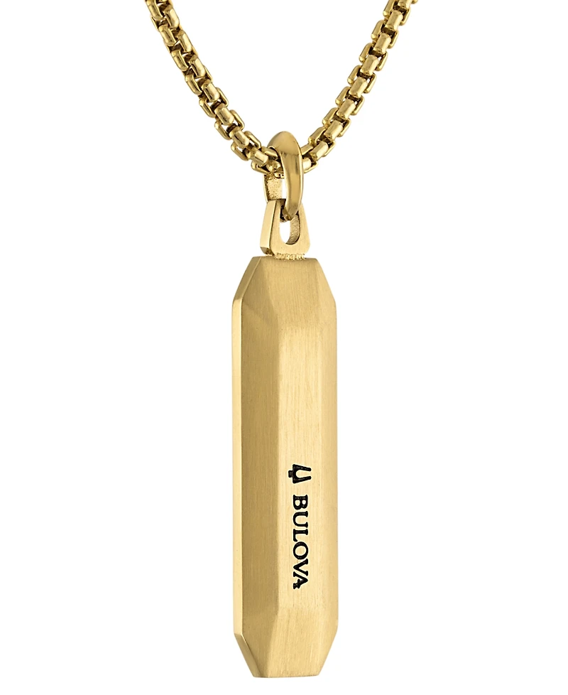 Bulova Stainless Steel Gemstone Pendant Necklace, 24" + 2" extender