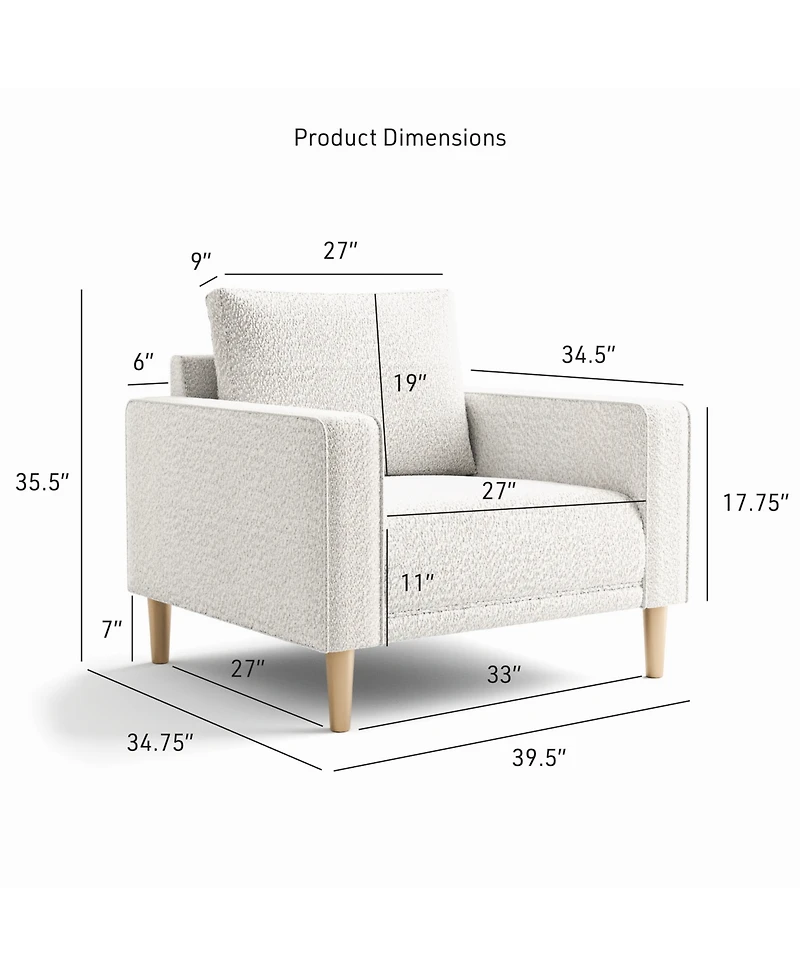 Aurelia 39" Boucle Fabric Accent Arm Chair