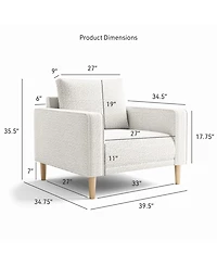 Aurelia 39" Boucle Fabric Accent Arm Chair