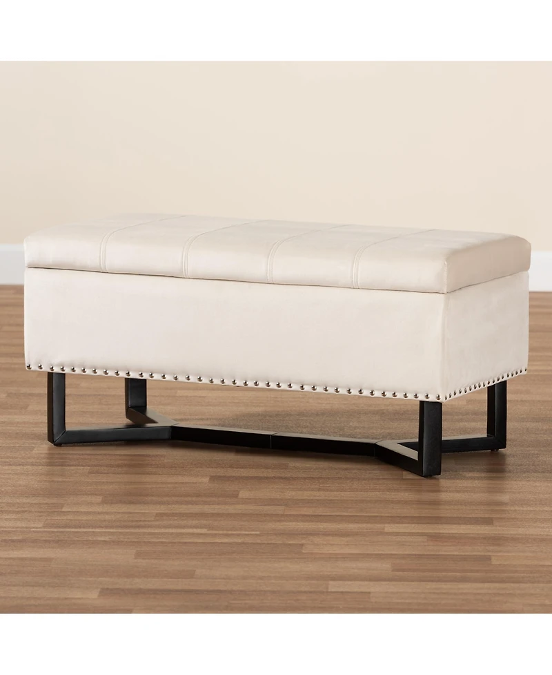 Baxton Studio Esther Modern and Contemporary Velvet Fabric Upholstered and Finished Wood Storage Ottoman