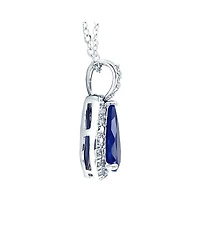 Bling Jewelry Classic Large Pear Shape Solitaire Teardrop Halo 15CTW Cz Cubic Zirconia Pendant Necklace Silver Plated