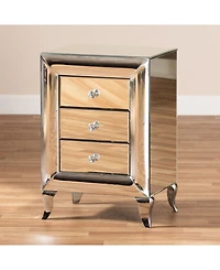 Baxton Studio Pauline Contemporary Glam and Luxe 26" Mdf and Mirrored 3-Drawer Nightstand