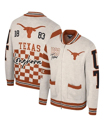 Men's and Women's The Wild Collective Cream Texas Longhorns Jacquard Full-Zip Sweater