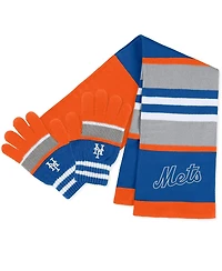 Women's Wear by Erin Andrews New York Mets Stripe Glove and Scarf Set