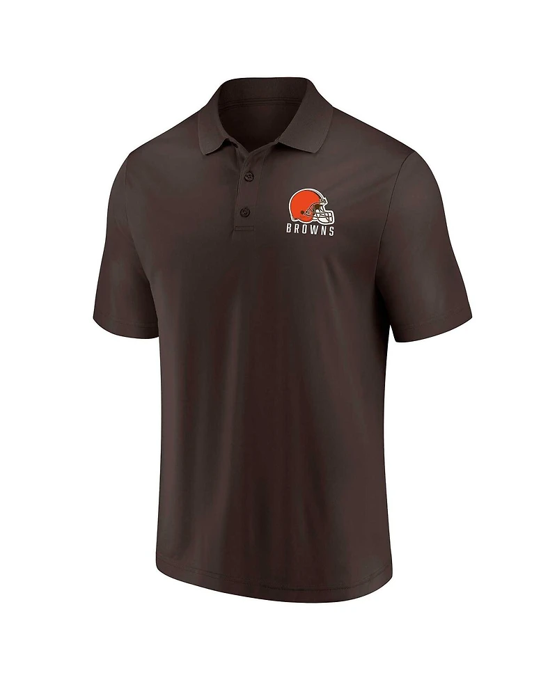 Men's Fanatics White, Brown Cleveland Browns Lockup Two-Pack Polo Shirt Set