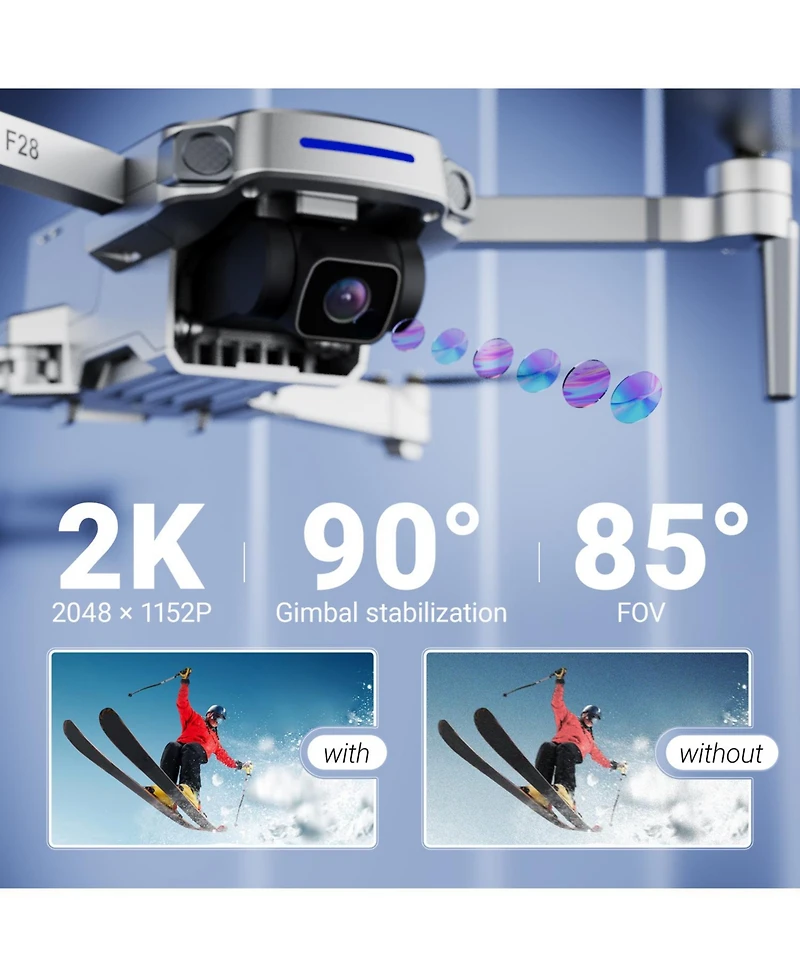 Contixo F28 Foldable Gps Drone - 2K Fhd Camera with Gps Control and Selfie Mode - Follow Me, Way Point, & Orbit Mode -With Carrying Case