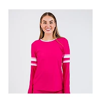 Calypsa Women's Striped Color Block Rash Guard