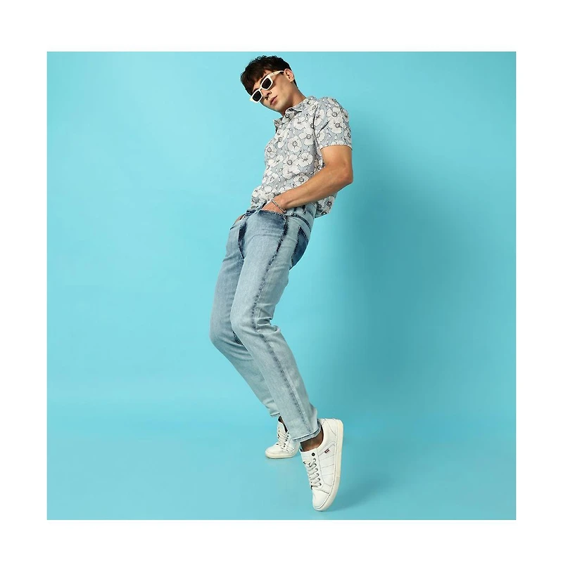 Campus Sutra Men's Light-Wash Skinny Fit Denim Jeans