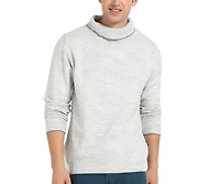 Campus Sutra Men's Light Grey Herringbone Textured Pullover Sweater