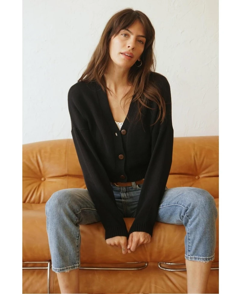 Paneros Clothing Women's Cotton Diana Crop Cardigan Sweater