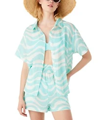 Kate Spade Womens Cotton Cover Up Shirt Shorts