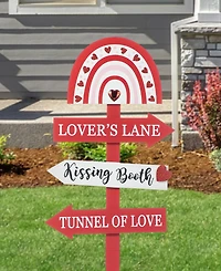 Glitzhome 41.75" H Valentine's Wooden Rainbow Word Sign Patch Yard Stake
