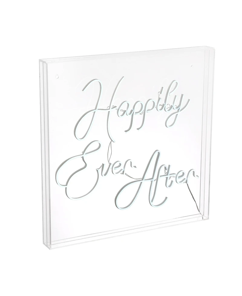 Jonathan Y Happily Ever After Square Contemporary Glam Acrylic Box Usb Operated Led Neon Light