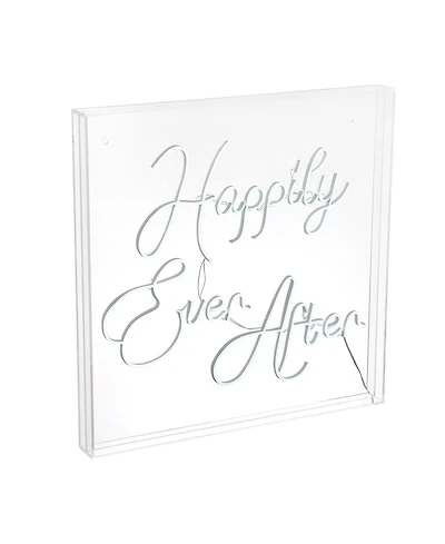 Jonathan Y Happily Ever After Square Contemporary Glam Acrylic Box Usb Operated Led Neon Light