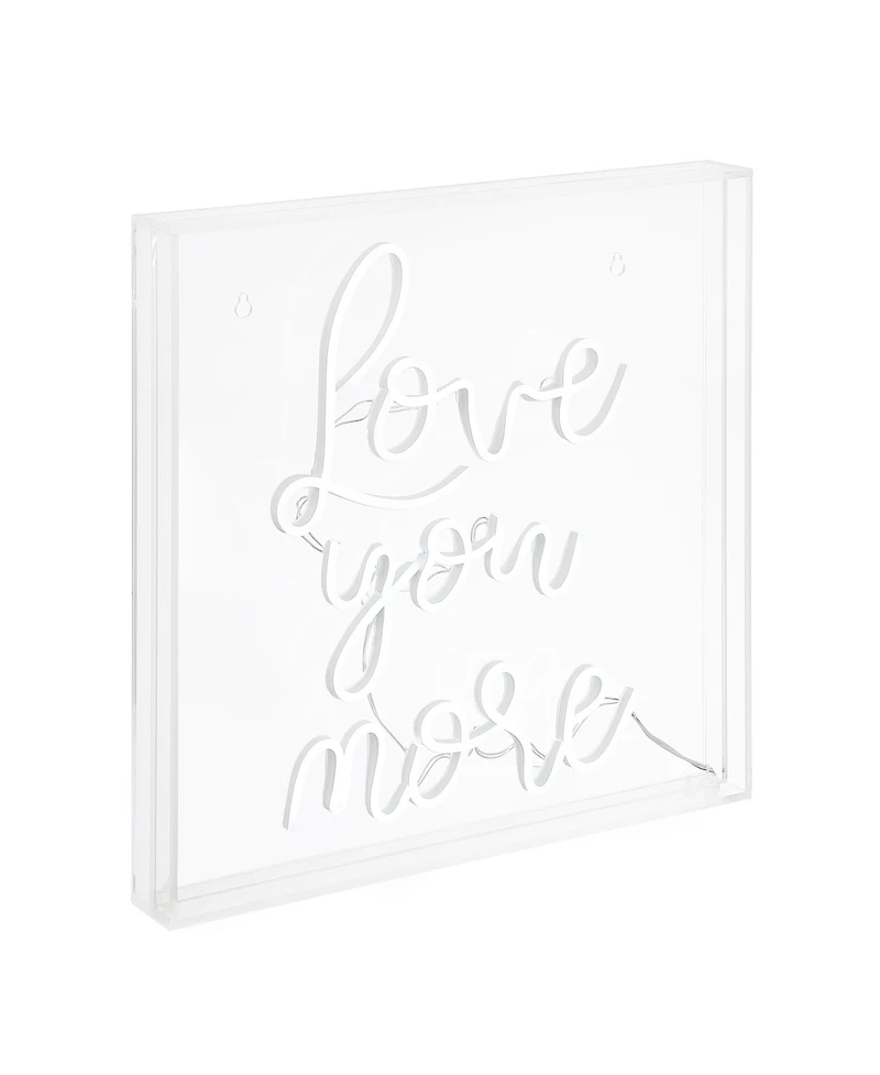 Jonathan Y Love You More Square Contemporary Glam Acrylic Box Usb Operated Led Neon Light