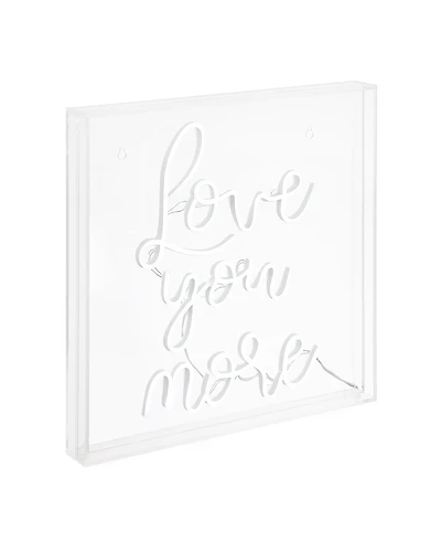 Jonathan Y Love You More Square Contemporary Glam Acrylic Box Usb Operated Led Neon Light