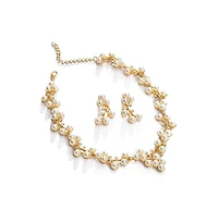 Sohi Women's Gold Pearl Cluster Jewelry Set