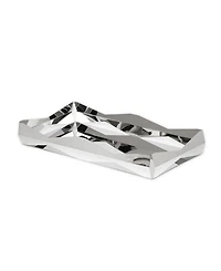 Classic Touch Stainless Steel Oblong Tray with V Design, 15.75" L