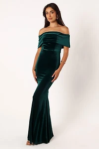 Women's Adair Off Shoulder Maxi Dress - Emerald Green