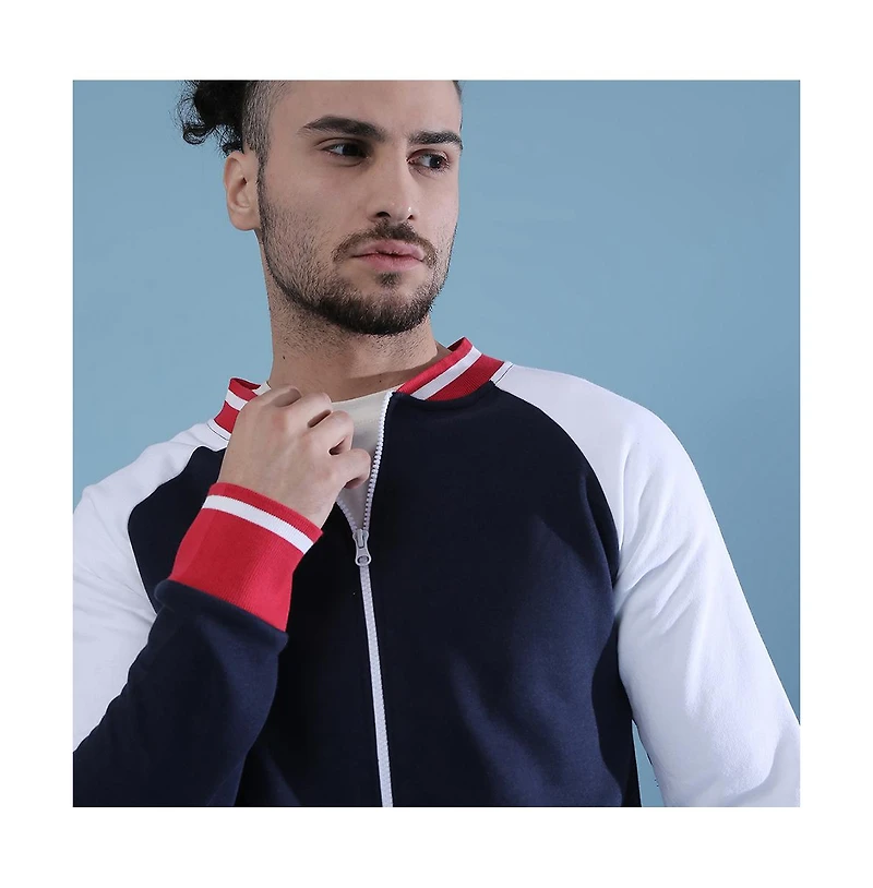 Campus Sutra Men's Multicolor Zip-Front Jacket With Raglan Sleeve