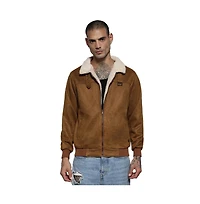Campus Sutra Men's Brown Zip-Front Jacket With Fleece Detail