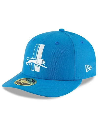 Men's New Era Blue Detroit Lions Omaha Throwback Low Profile 59FIFTY Fitted Hat