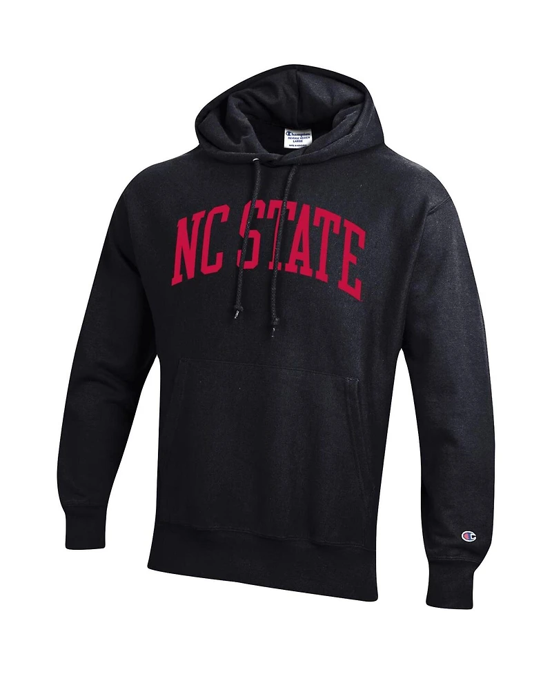 Men's Champion Black Nc State Wolfpack Team Arch Reverse Weave Pullover Hoodie